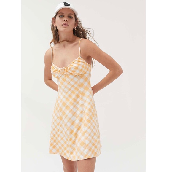 Urban Outfitters Dresses & Skirts - ▪️sold▪️tie front gingham dress urban outfitters yellow plaid